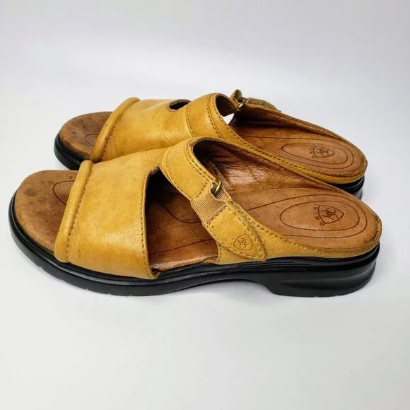 Ariat Distressed Leather Two Strap Slide On Sandals 6B - Picture 4 of 11